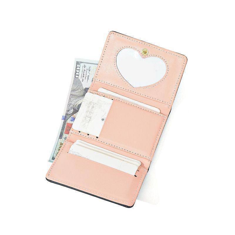 Korean-style cute female wallet with multiple folding slots, short student wallet, Instagram trendy and niche design, youth wallet details Picture