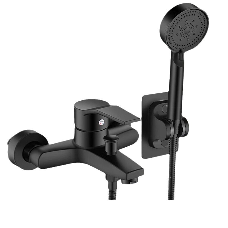 Alloy black shower faucet, bathroom switch, mixing valve, cold and hot three-in-one faucet switch, bathtub shower head Item Picture