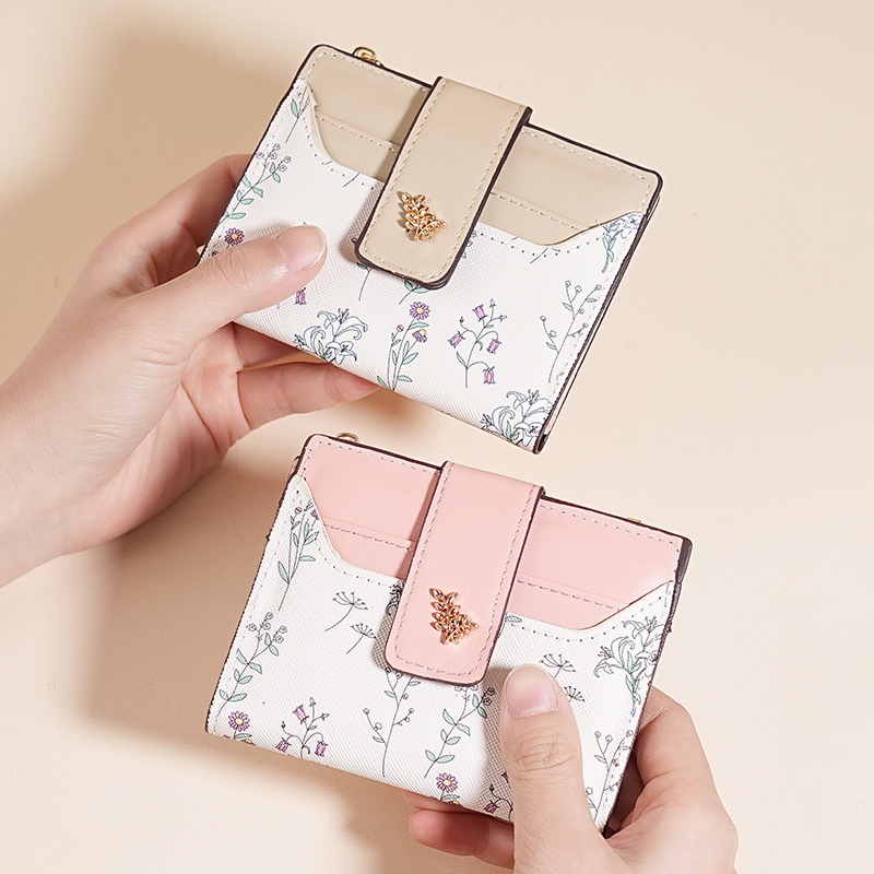 Wholesale of the new multi-slot coin purse from Ailun, a high-end women's spring and summer versatile pu flower and plant girl card case full figure