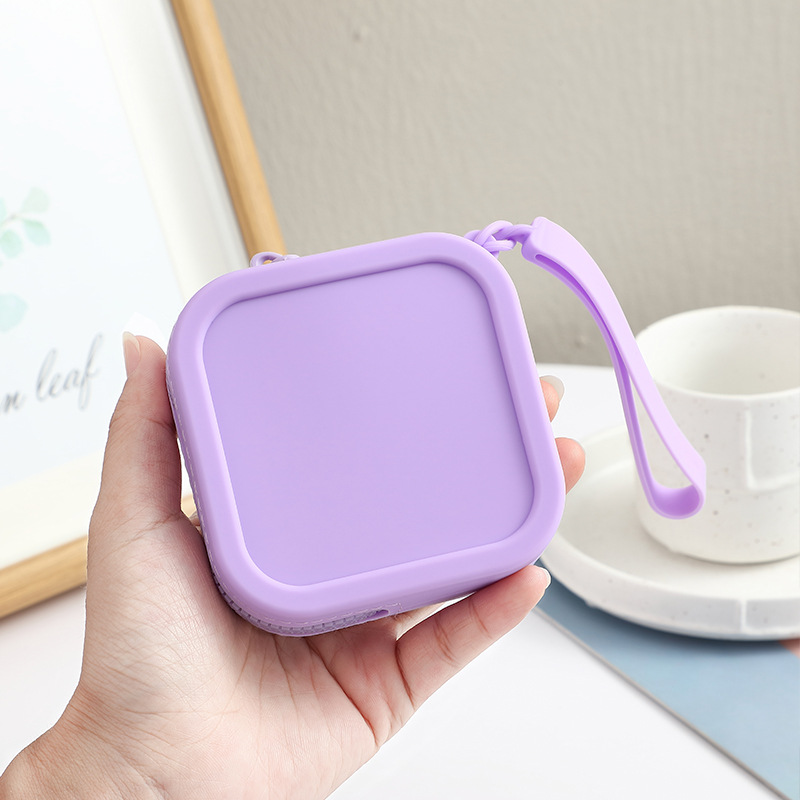 Silicone coin purse, small square bag, earphone storage bag, ID card bag, portable makeup bag, data cable, power bank storage bag details Picture