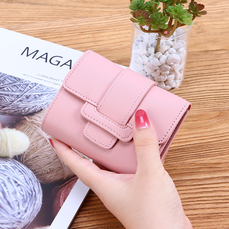 New Korean-style solid color drawstring with a 30% discount ladies' wallet, women's coin purse, clutch, student short wallet, wallet full figure