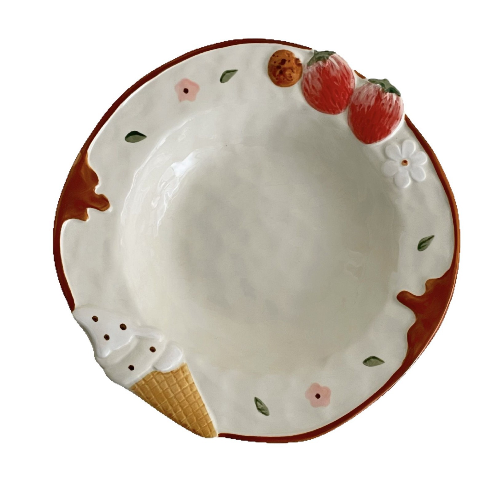 Shanghai-style strawberry ceramic plates, ins, high appearance level, salad plates, deep soup plates, high-end breakfast plates, dessert plates, tableware Item Picture