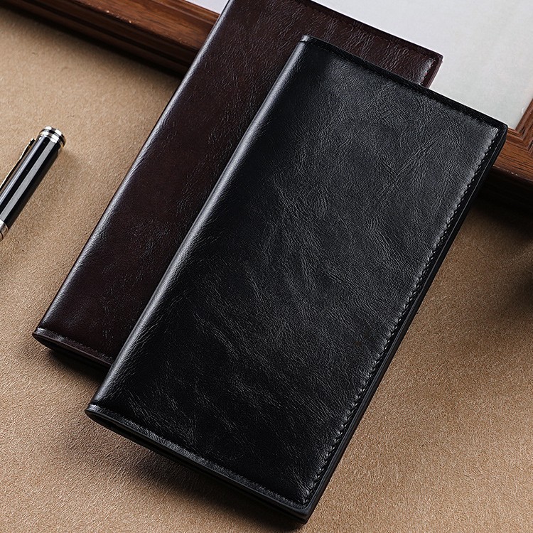 New Ailun manufacturer wholesale casual pu wallets for men, long oil-wax leather for export, new European and American wallets