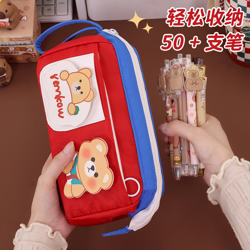 New cross-border large-opening steel wire pencil case, cute and niche stationery, high appearance level for primary and secondary school students, large-capacity pencil case Application Scenario
