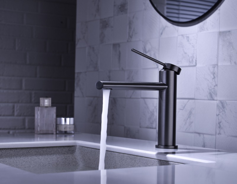 Kaiping Youjia Sanitary Ware countertop basin hot and cold Faucet with height single gun gray high basin hot and cold faucet 30031 Specification drawing