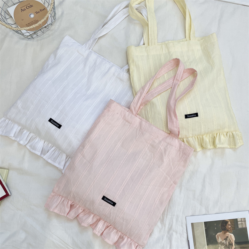 55142 2025 New InS-style simple diamond-shaped canvas bag, lace shoulder bag, large-capacity hand-held tote bag full figure