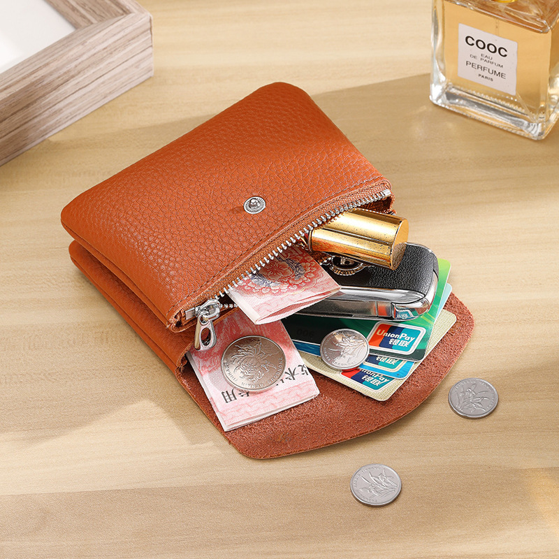 Simple and elegant pu coin purse for women, multi-functional card case, large capacity for women, can hold small accessories, coins, soft leather small wallet details Picture