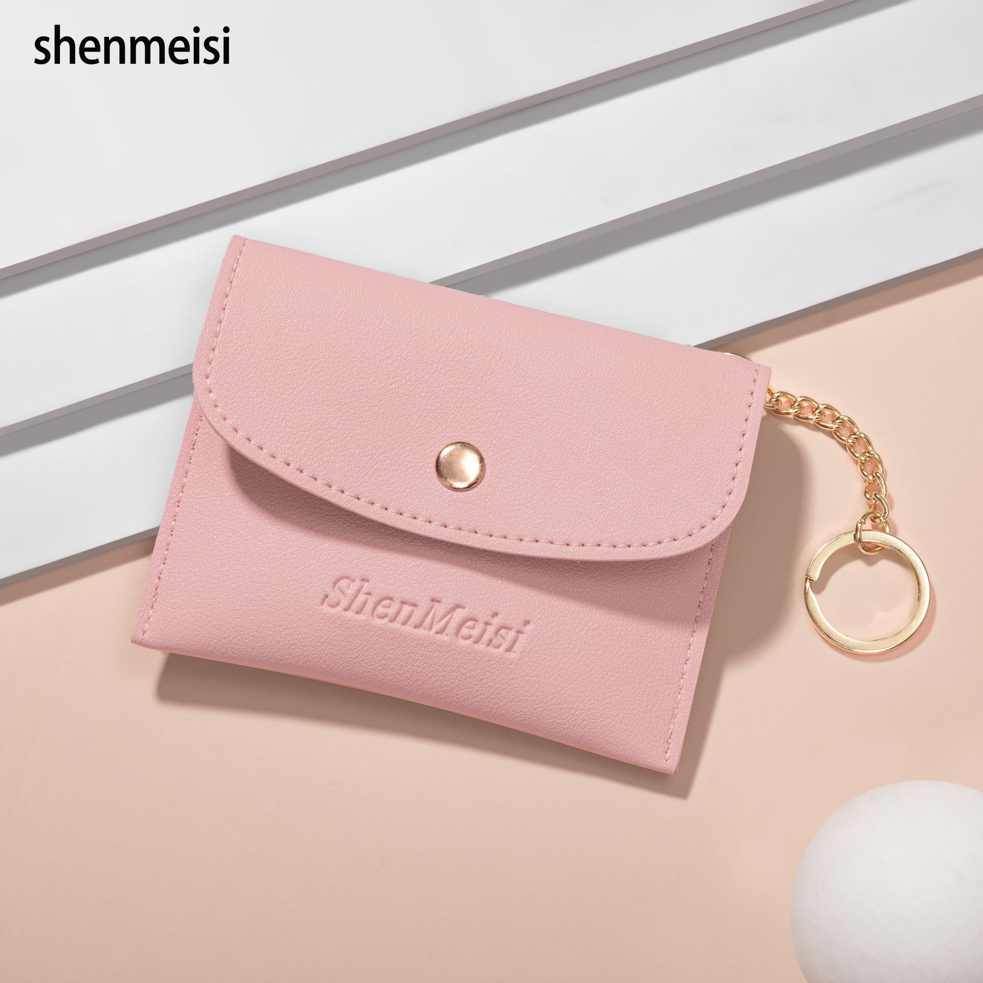 Solid color snap coin case, portable bank card case, solid color double-layer business card holder in stock Application Scenario