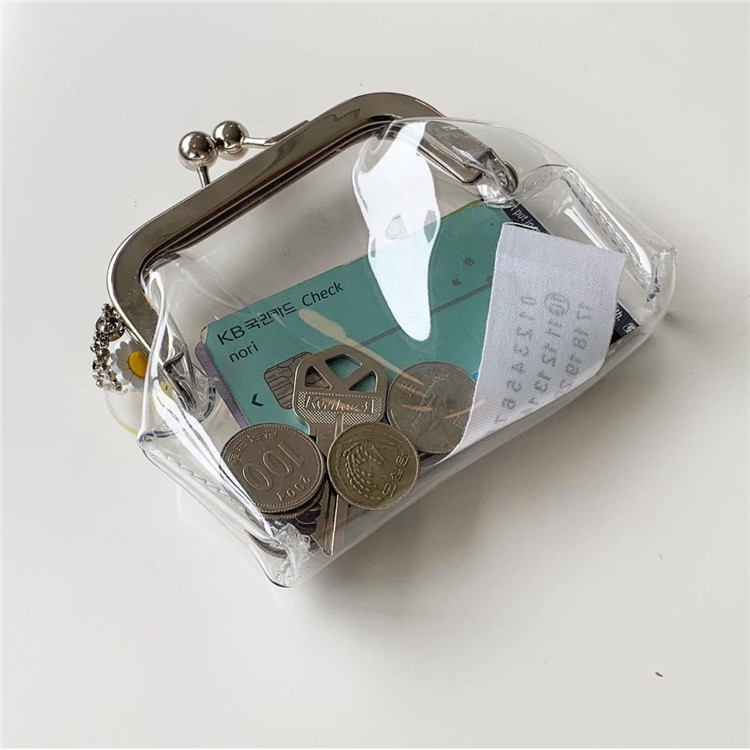 Ins-style transparent and simple iron clip bag, pvc coin purse, small item storage bag, red envelope, coin bag and card bag details Picture