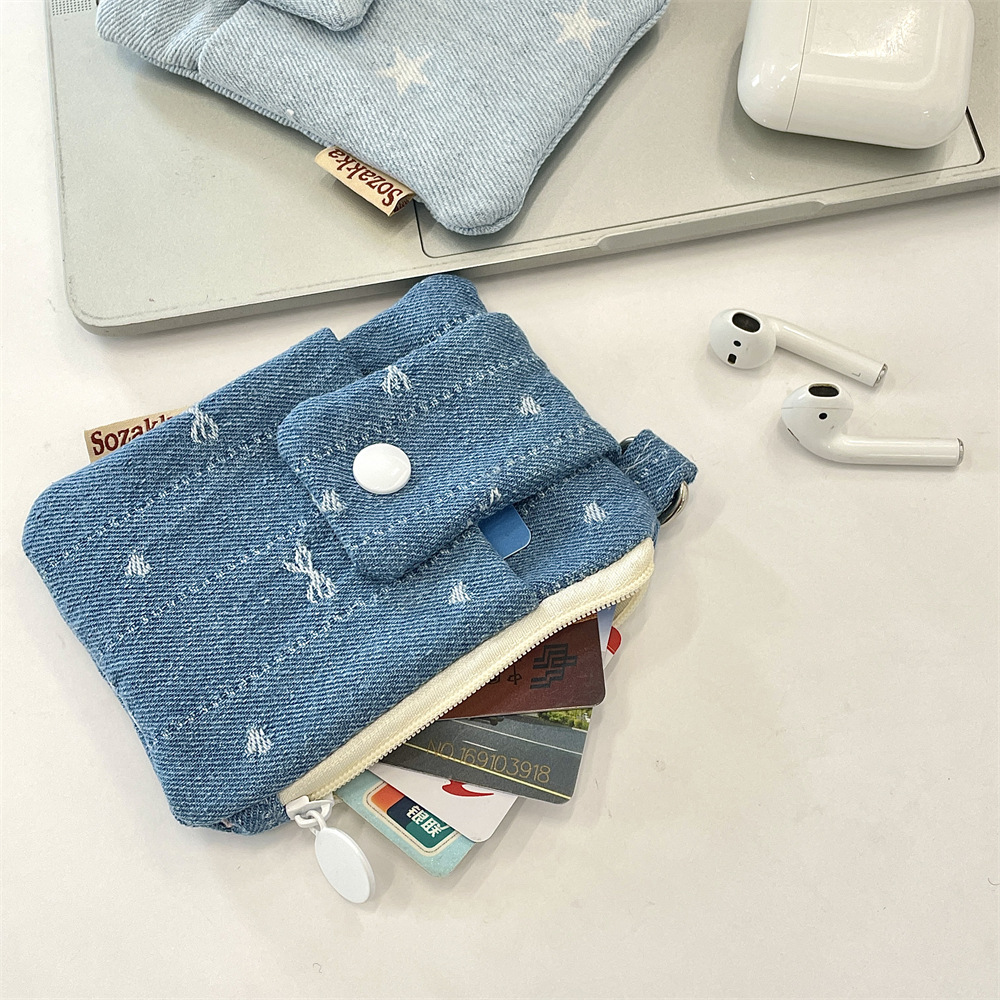 53301 High-quality appearance denim card case with multiple slots, small card holder and large capacity for ID card and bank card protection details Picture
