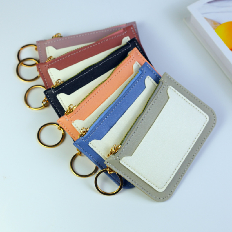 2023 Korean version new women's bag, card bag, simple and elegant coin purse, small zipper, solid color business card holder full figure