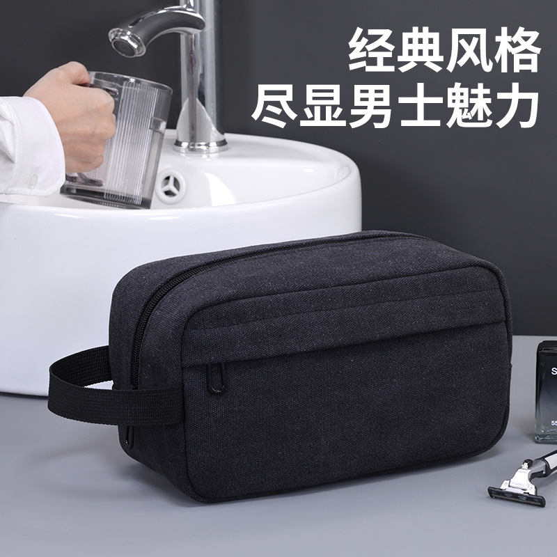 A new minimalist canvas toiletry bag for cross-border Amazon, a portable and large-capacity men's makeup bag for business travel Application Scenario