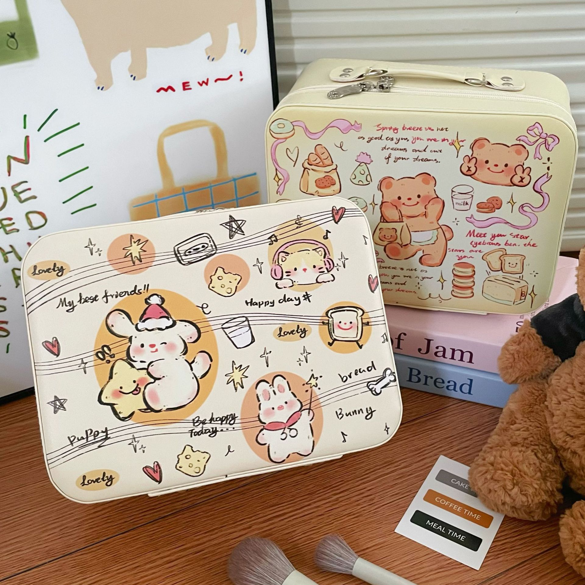 Music Dog Makeup Box 24 New Style Makeup Bag for Women, High Appearance Level, Large Capacity Portable skin care product Storage suitcase full figure