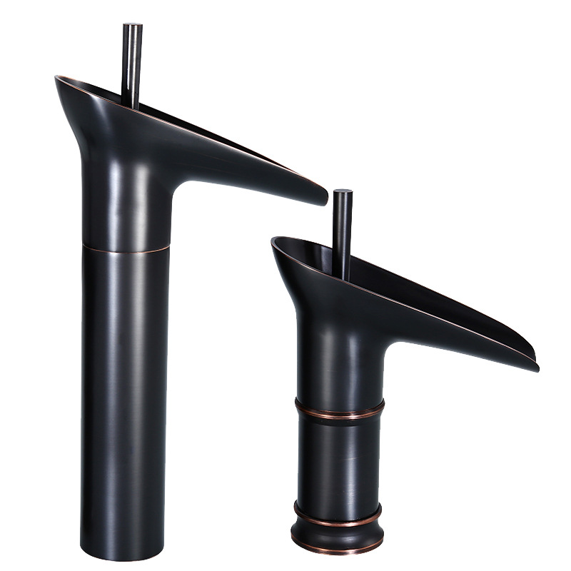 European-style antique faucet, countertop basin, waterfall, bathroom, single cold hole wine glass faucet, cold and hot all-copper washbasin Application Scenario