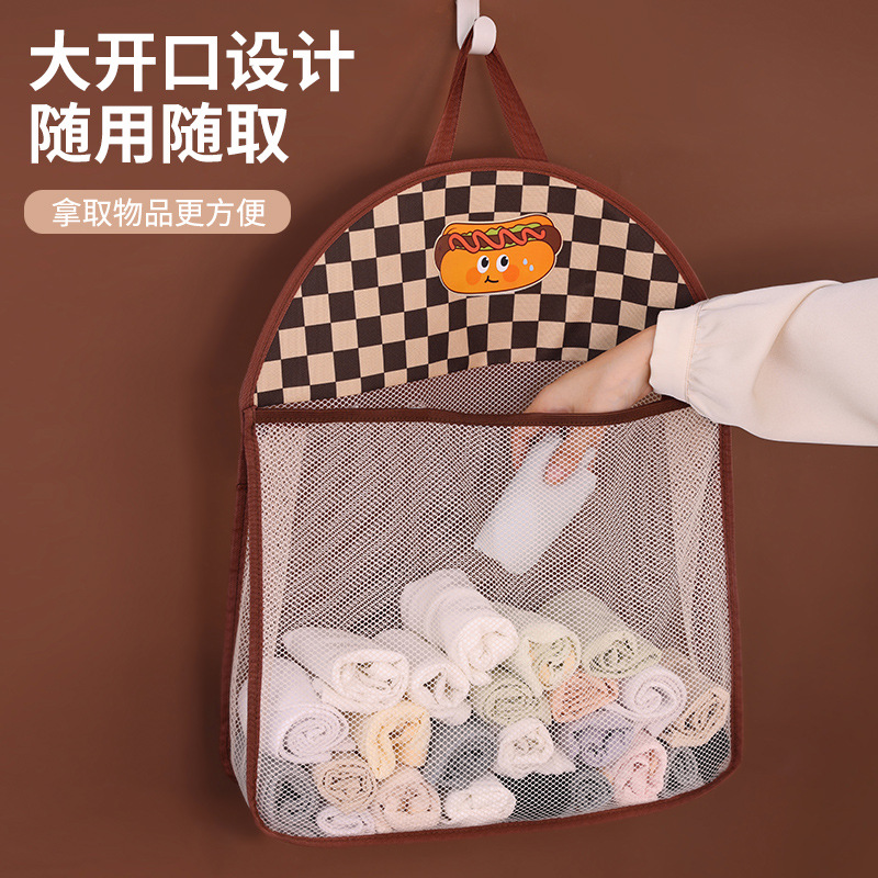 New fabric underwear and underpants hanging bag, cartoon dormitory wall-mounted storage bag, door rear cabinet hanging wall-mounted bag full figure