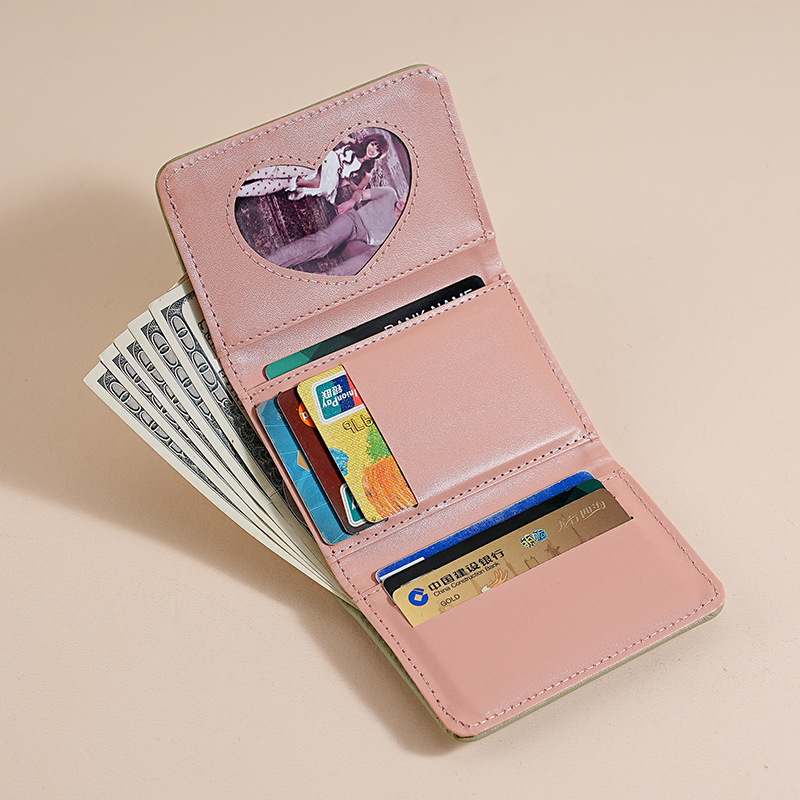New cute PU wallet from Ailun, short cartoon card case on Instagram, multi-functional three-fold wallet for ladies wholesale Specification drawing