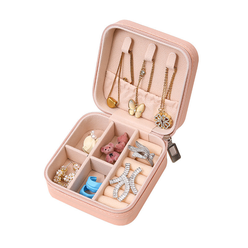 Factory wholesale production of popular jewelry boxes, women's simple and portable earrings, large-capacity square jewelry storage and organization boxes Item Picture