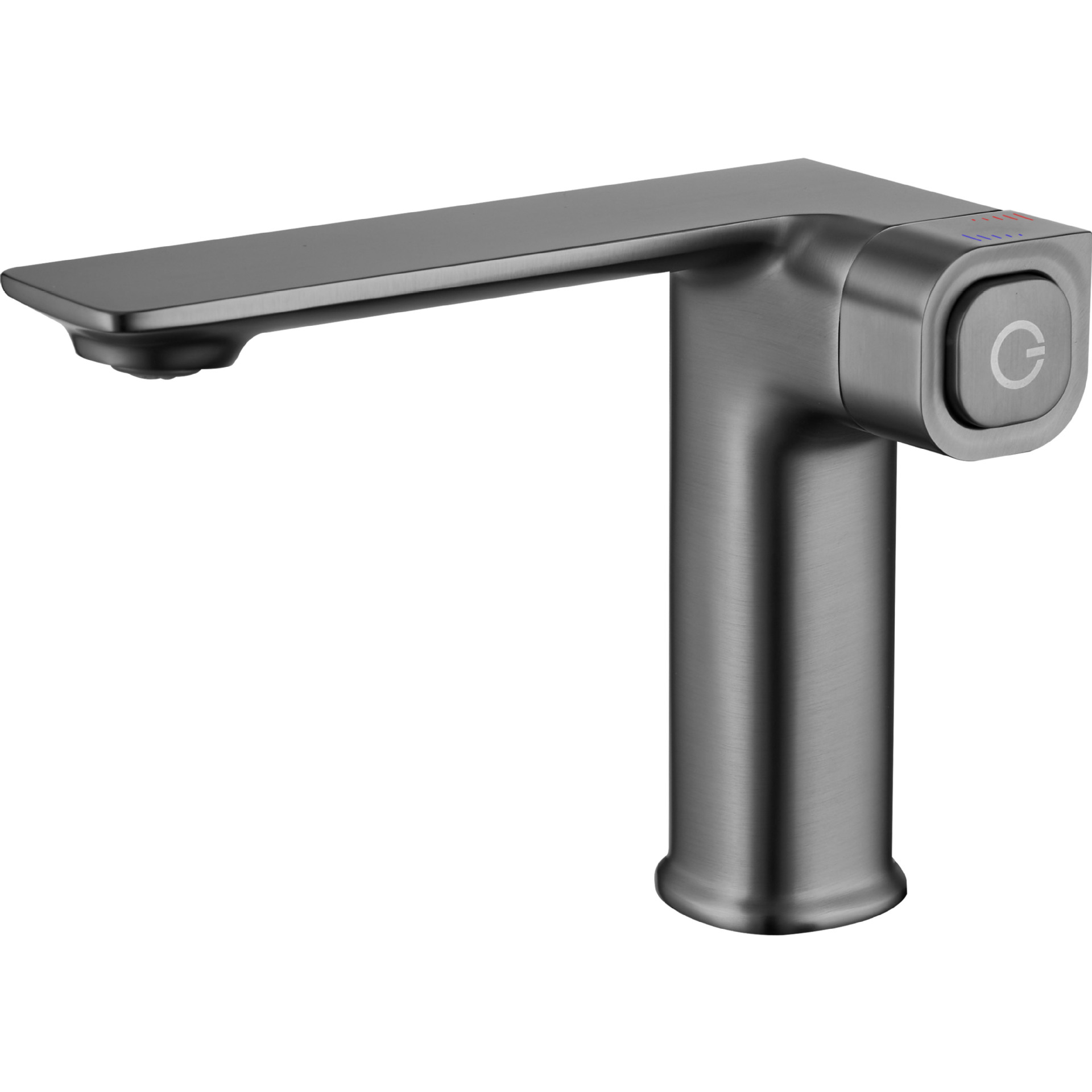 Cross-border piano hot and cold washbasin faucet, light luxury gray low square copper bathroom counter, single-hole hot and cold washbasin under the washbasin Item Picture