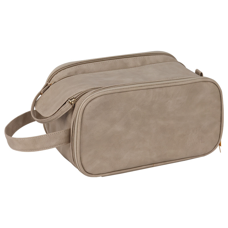 Double-zipper travel makeup bag, high-end, large-capacity new makeup storage bag, toiletry bag, portable storage bag Item Picture