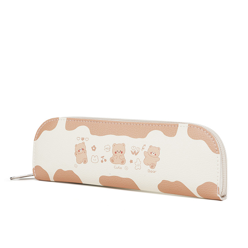 Ins-style, girlish cartoon student stationery bag, PU leather zipper bag, storage bag, rectangular pen case, cosmetic bag Item Picture