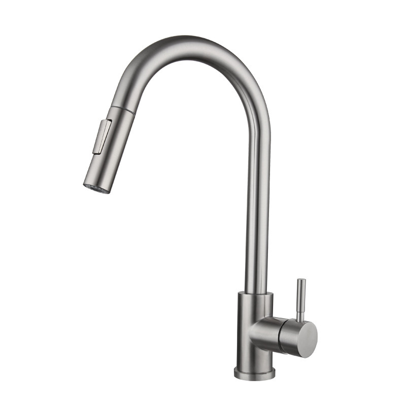 304 stainless steel pull-out faucet, hot and cold sensing kitchen telescopic faucet, gold and black brushed touch faucet Application Scenario