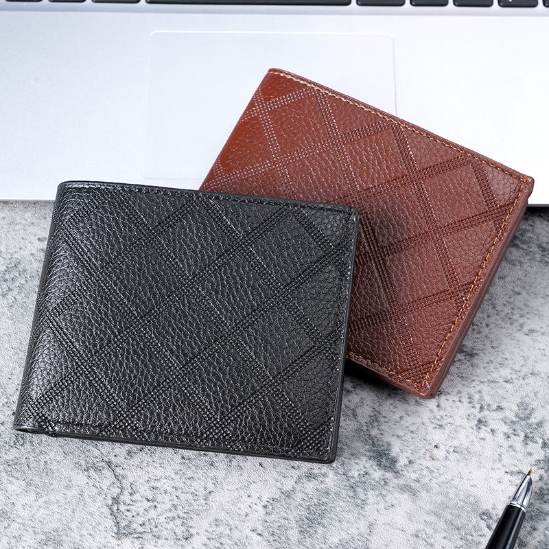 New men's wallet, short men's wallet, young and fashionable, diamond-patterned, multi-slot, large-capacity coin purse, soft leather wallet Application Scenario