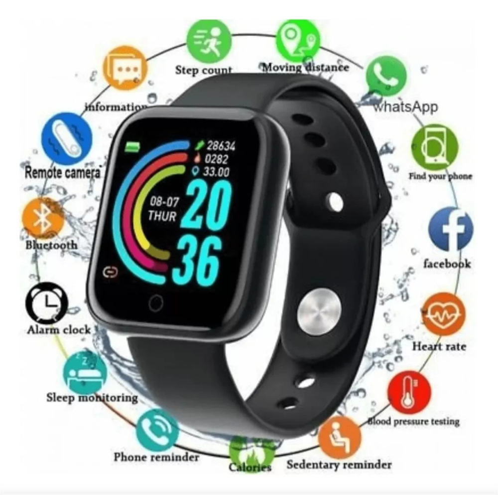 Y68 smartwatch for heart rate, blood oxygen, blood pressure and sleep monitoring. D20 macaron factory direct sales, instant delivery full figure