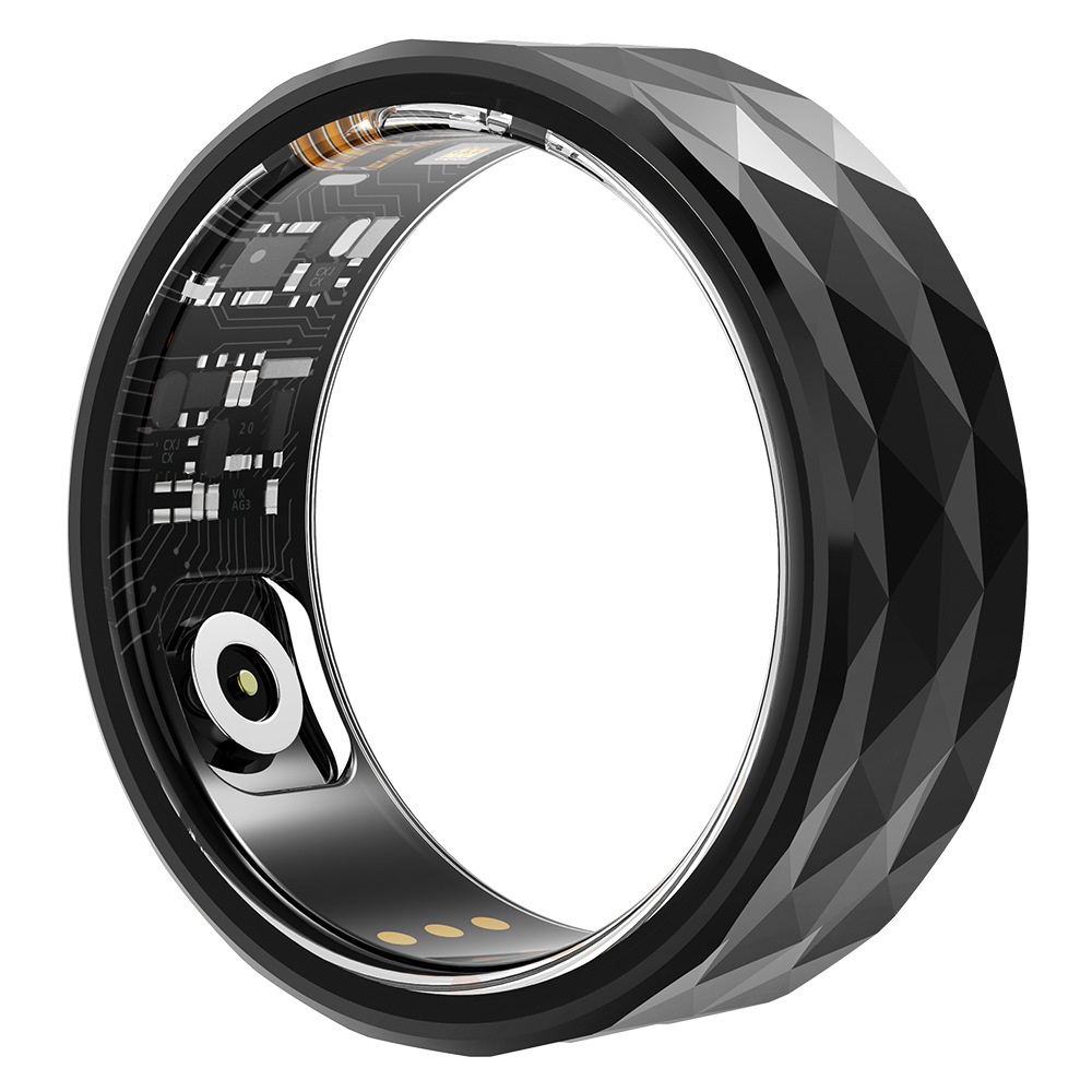 The new cross-border R12M smart ring, a fashionable Bluetooth ring, is designed for step count, sleep, heart rate, blood pressure, blood oxygen, and transportation full figure