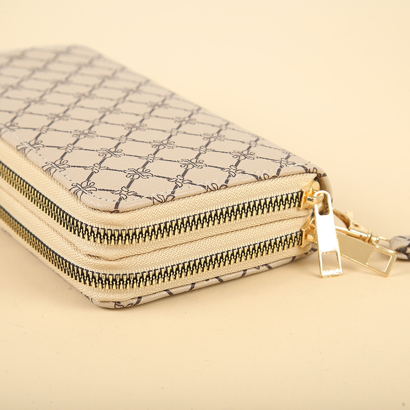 New printed wallet, long large-capacity double zipper clutch, multi-functional, fashionable and elegant zipper clutch full figure