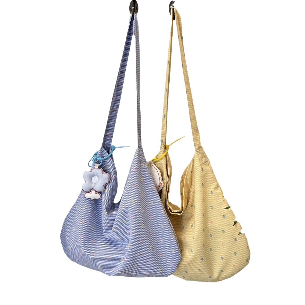 4481 Korean-style floral bag, thin cotton bag, large capacity, retro single-shoulder crossbody bag, artistic underarm bag Item Picture