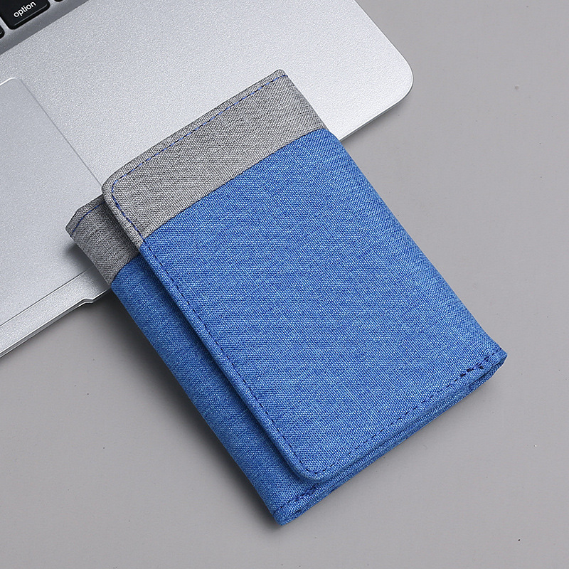 Canvas wallet for men, short student wallet, simple color-blocking denim 30% off wallet in stock wholesale Application Scenario