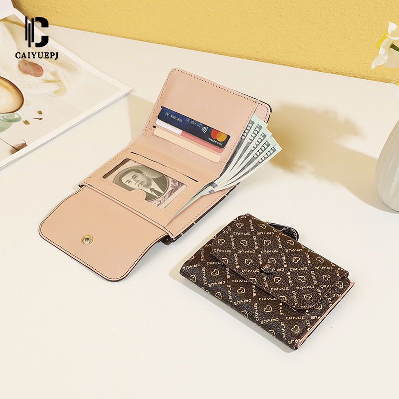 2024 New women's short clutch bag, cross-border bestseller wallet, versatile letter print coin purse Specification drawing