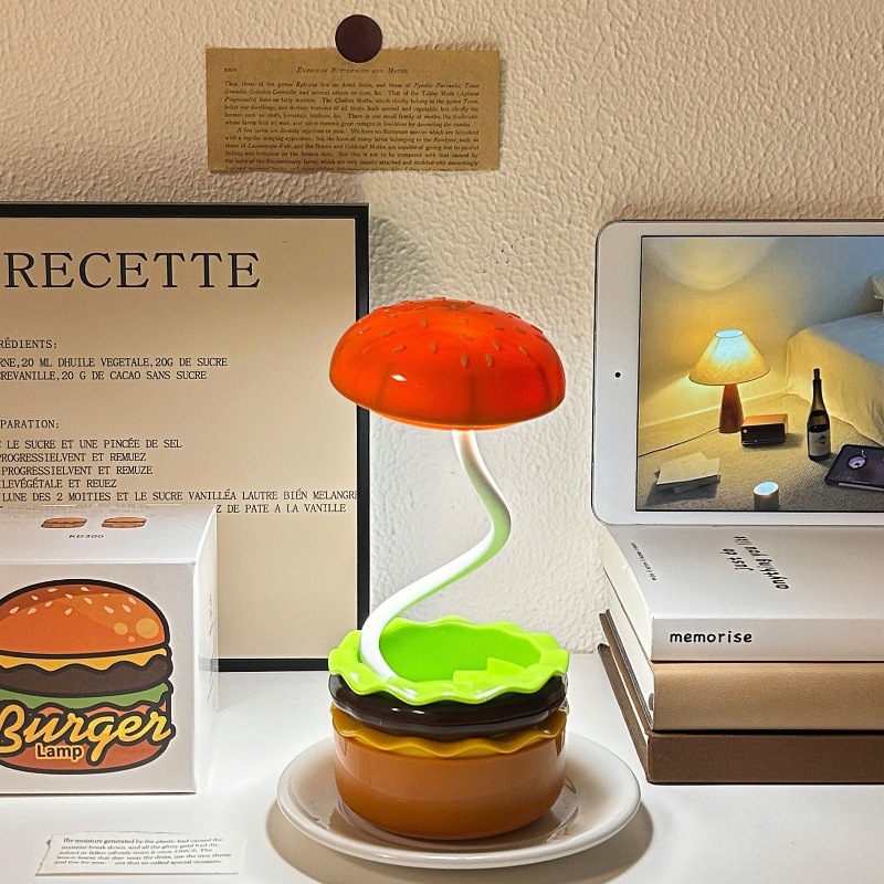 Hamburg Night light, retro and quirky creative desk lamp, student dormitory bedside study lamp, gift box set details Picture