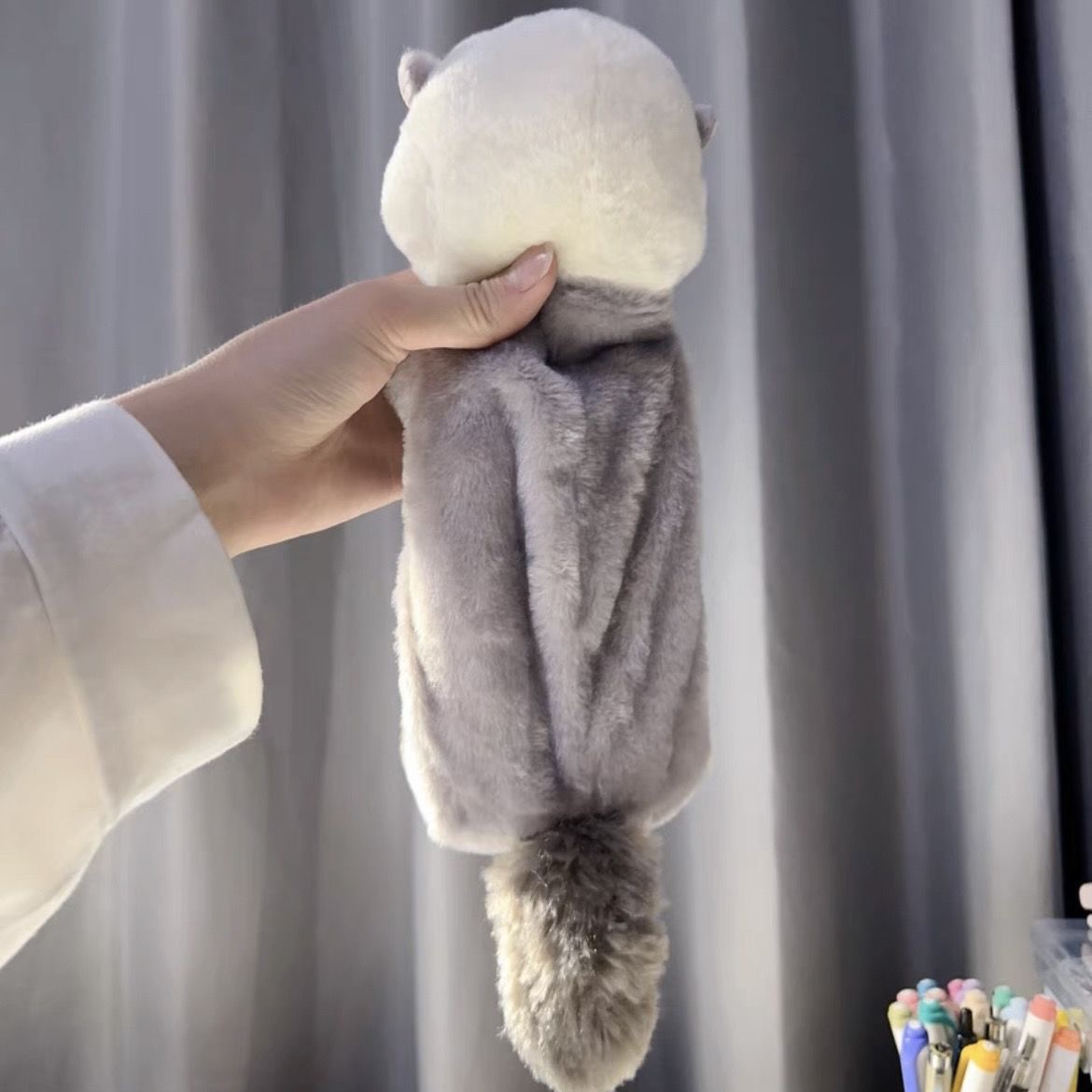 Creative plush toy pen case, ins style, high appearance level, soft and cute, soothing and stress-relieving doll stationery storage bag Item Picture