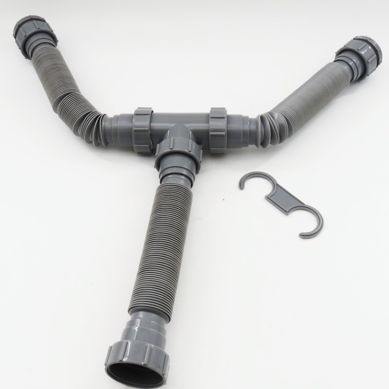 Cross-border double-ended sewer, flexible sewer, floor drain, sink, washbasin sewer, detachable sewer details Picture