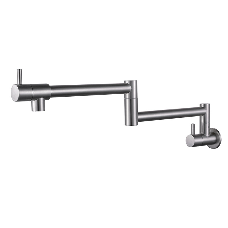 Amazon US standard NPT wall-mounted single-cooling faucet, 304 stainless steel telescopic rotating folding kitchen faucet Item Picture