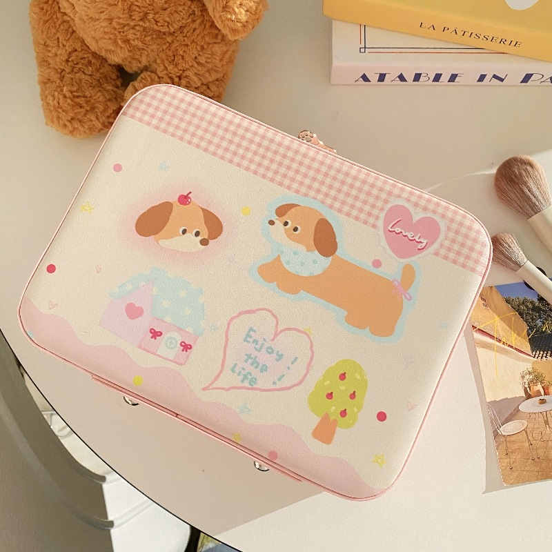 High appearance level Dachshund 2024 New model makeup box, large capacity portable skin care product storage suitcase, makeup bag for women Application Scenario