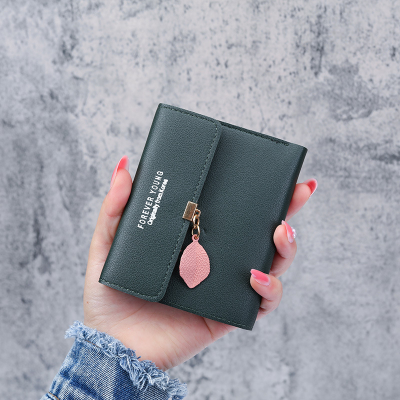 2021 New Korean-style simple small wallet at 30% off, a coin pocket wallet, a cross-border short wallet for women Specification drawing