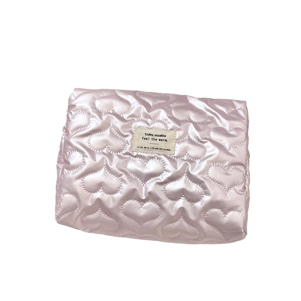41242 InS-style bow pu cotton-padded storage bag for miscellaneous items, makeup bag for going out, portable touch-up bag Item Picture