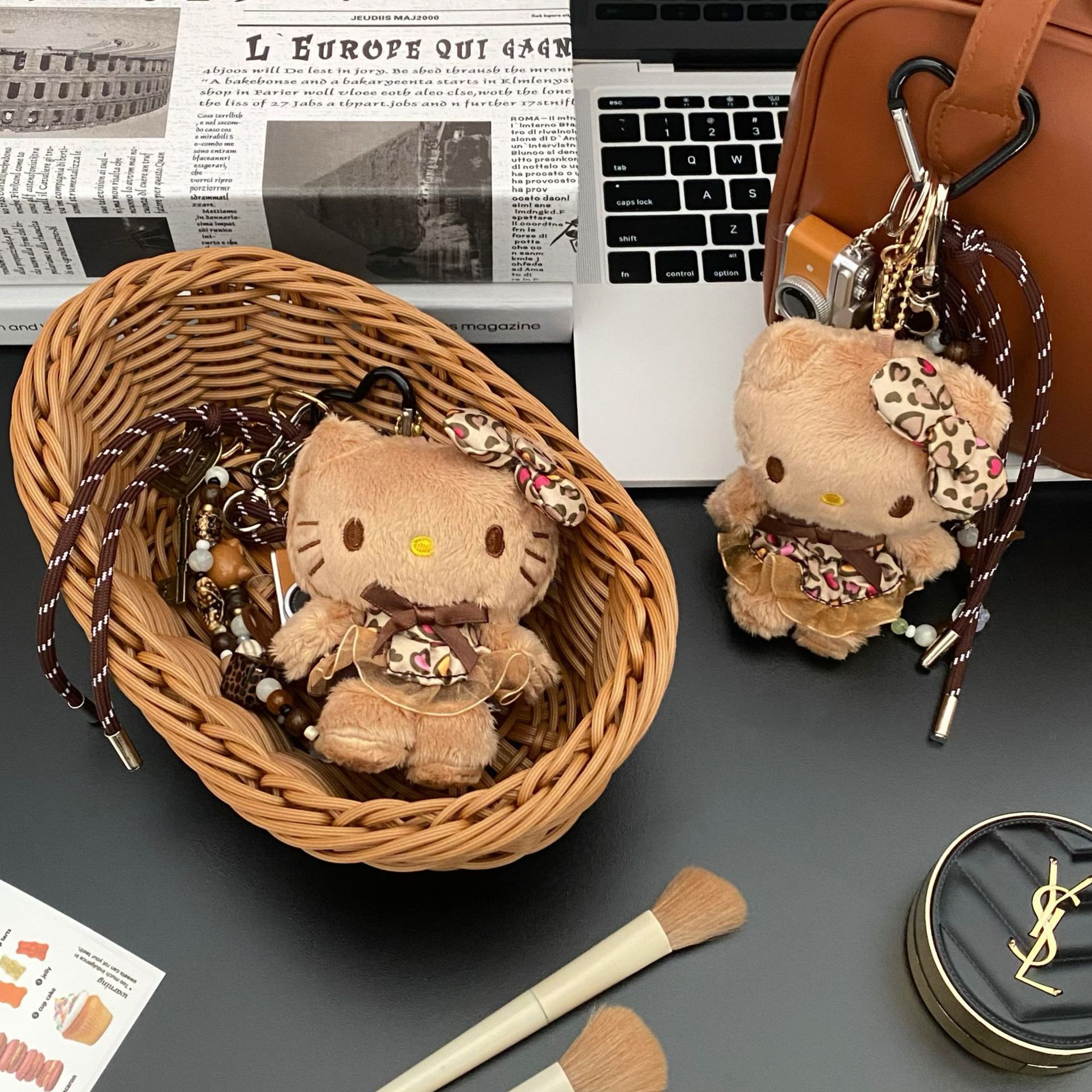 Maillard cat pendant, high-end plush small pendant, bag pendant, mobile phone chain pendant, hanging decoration, keychain, hanging rope Specification drawing