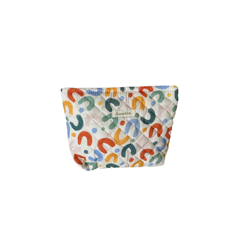 3611 New style makeup bag, large-capacity quilted cotton cartoon flower storage bag, cute and portable skin care and toiletries bag Item Picture