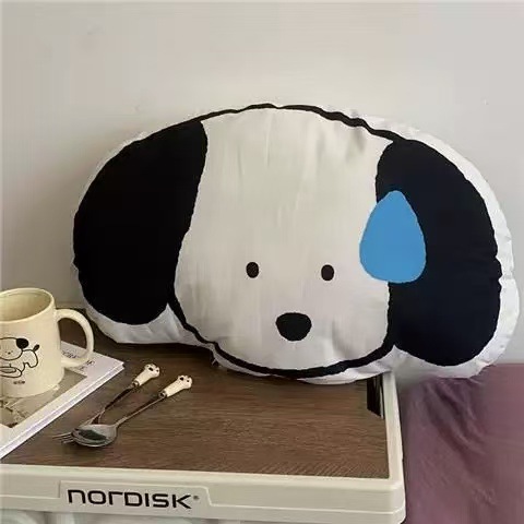 Cute cartoon sweating dog throw pillow, Ins-style home nap pillow, portable cushion pillow for high school students details Picture