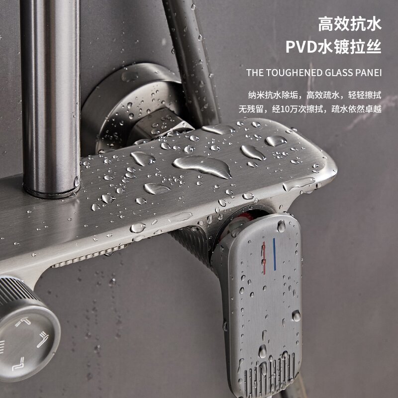All-in-one pressurized shower head set, full copper faucet, bathroom shower, source factory wholesale one piece details Picture