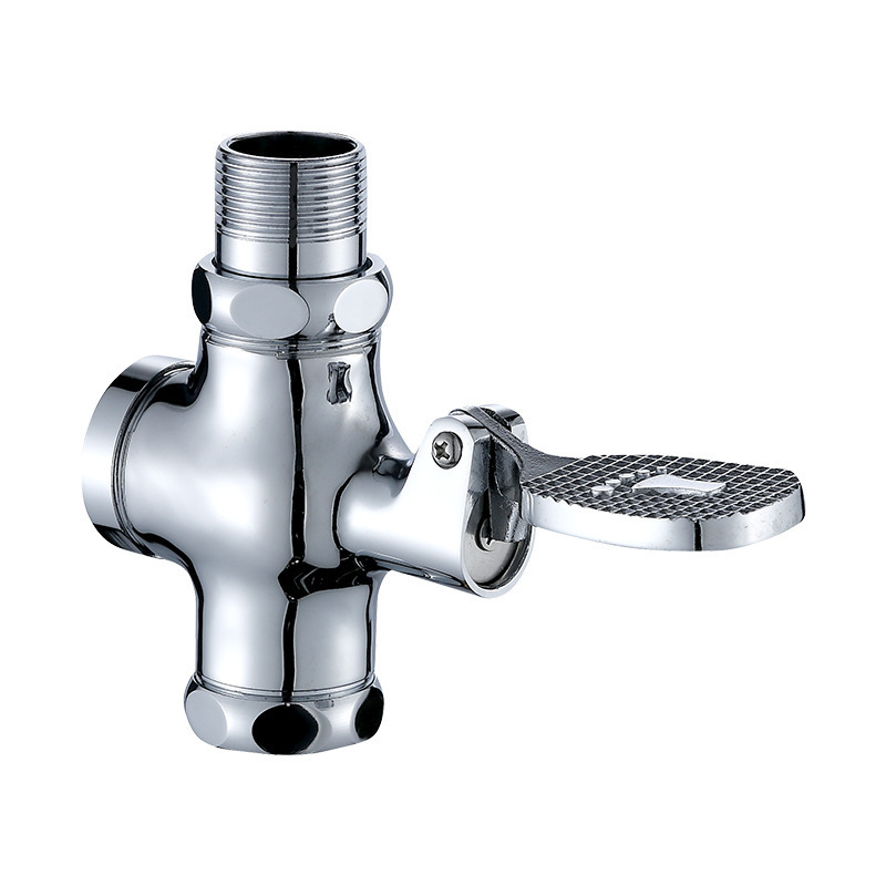 Copper body foot pedal flushing valve for bathroom, toilet and urinal foot pedal four-way flushing valve manufacturer wholesale full figure