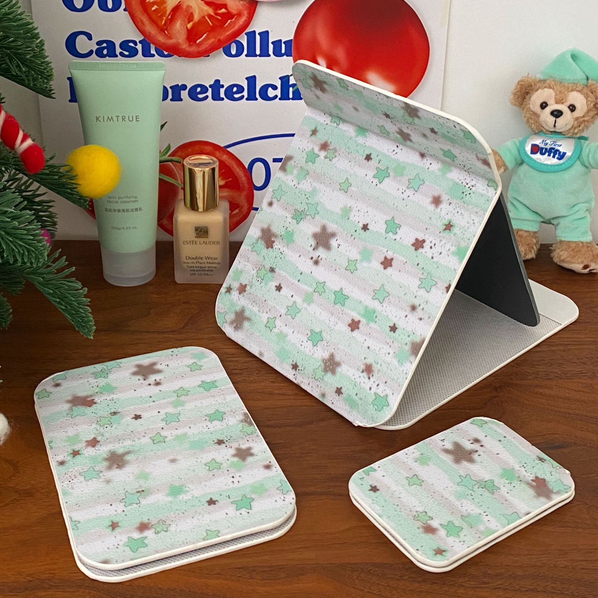 Original colorful star folding mirror, portable and portable small mirror for girls, dormitory makeup mirror, standing dressing mirror for girls full figure