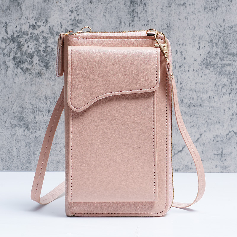 2023 Simple, new and fashionable Korean-style single-shoulder crossbody bag, large-capacity long wallet for women, solid-color mobile phone case full figure