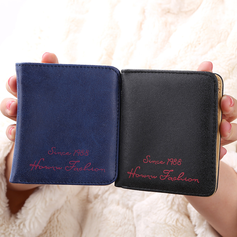 Factory direct sales: Women's folding short printed wallet, fashionable and simple, matte leather PU custom wallet Specification drawing