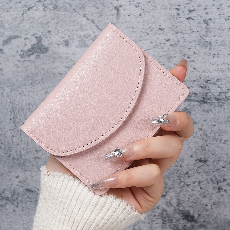 A new type of portable, compact, solid-color, simple pu leather ID card wallet for girls in the Korean ins style full figure