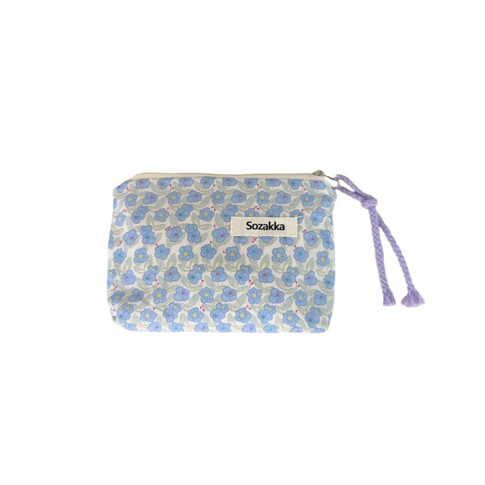 34224 Fresh Small flower canvas drawstring small makeup Bag Clutch Bag Makeup Bag Women's Handbag Washing and Storage bag Item Picture