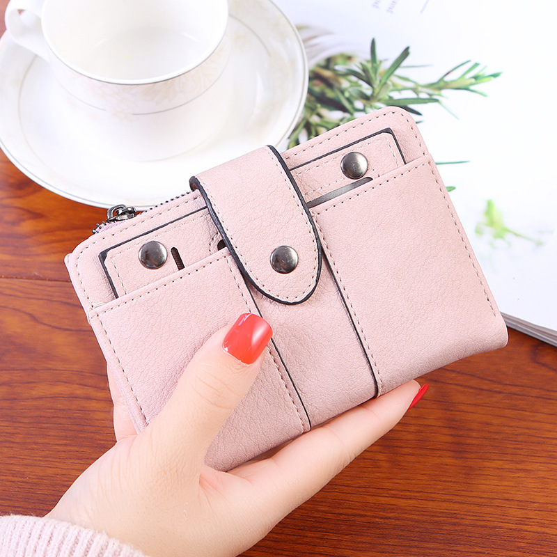 Women's wallet Korean version 20% off. Solid color short buckle student wallet, new styles for spring, autumn and winter, factory direct sales full figure